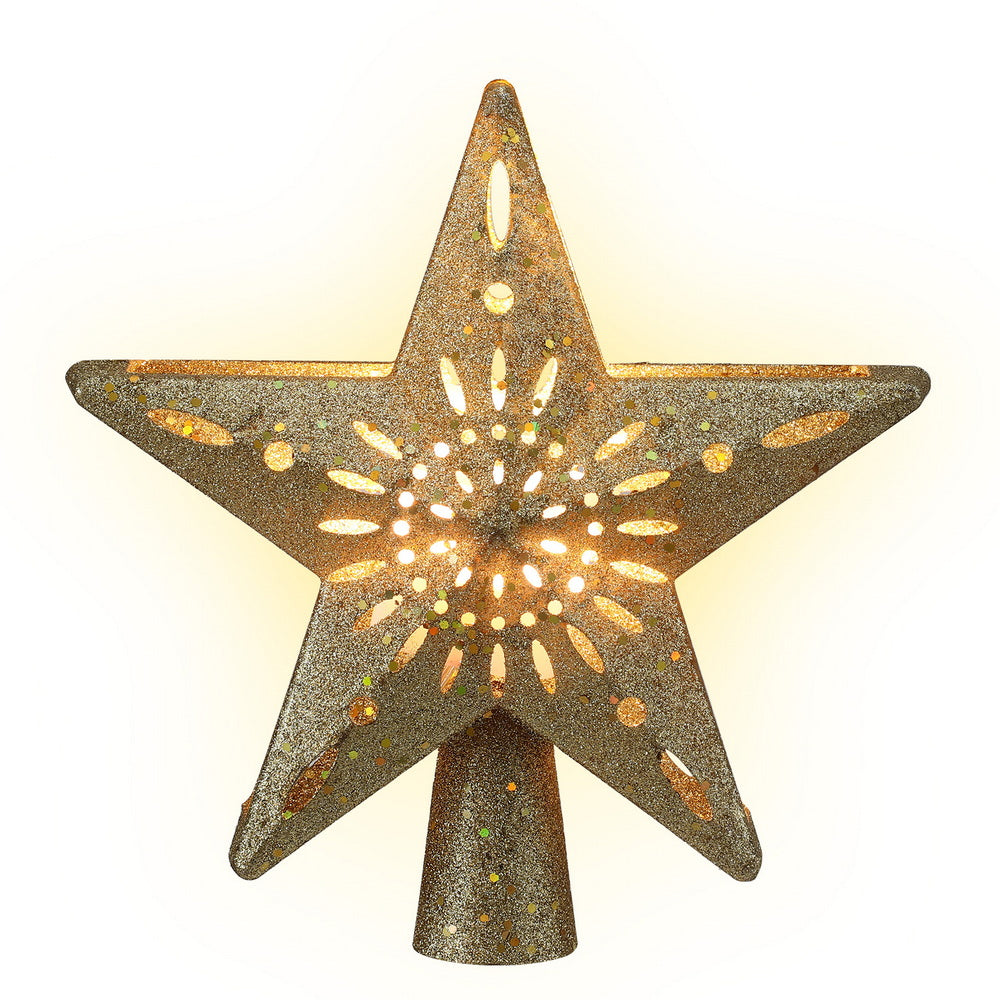 Gold Star Tree Topper with Snowflake Projector