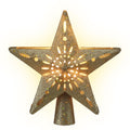 Gold Star Tree Topper with Snowflake Projector