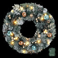 Pre-Lit Snowy Christmas Wreath, 60cm