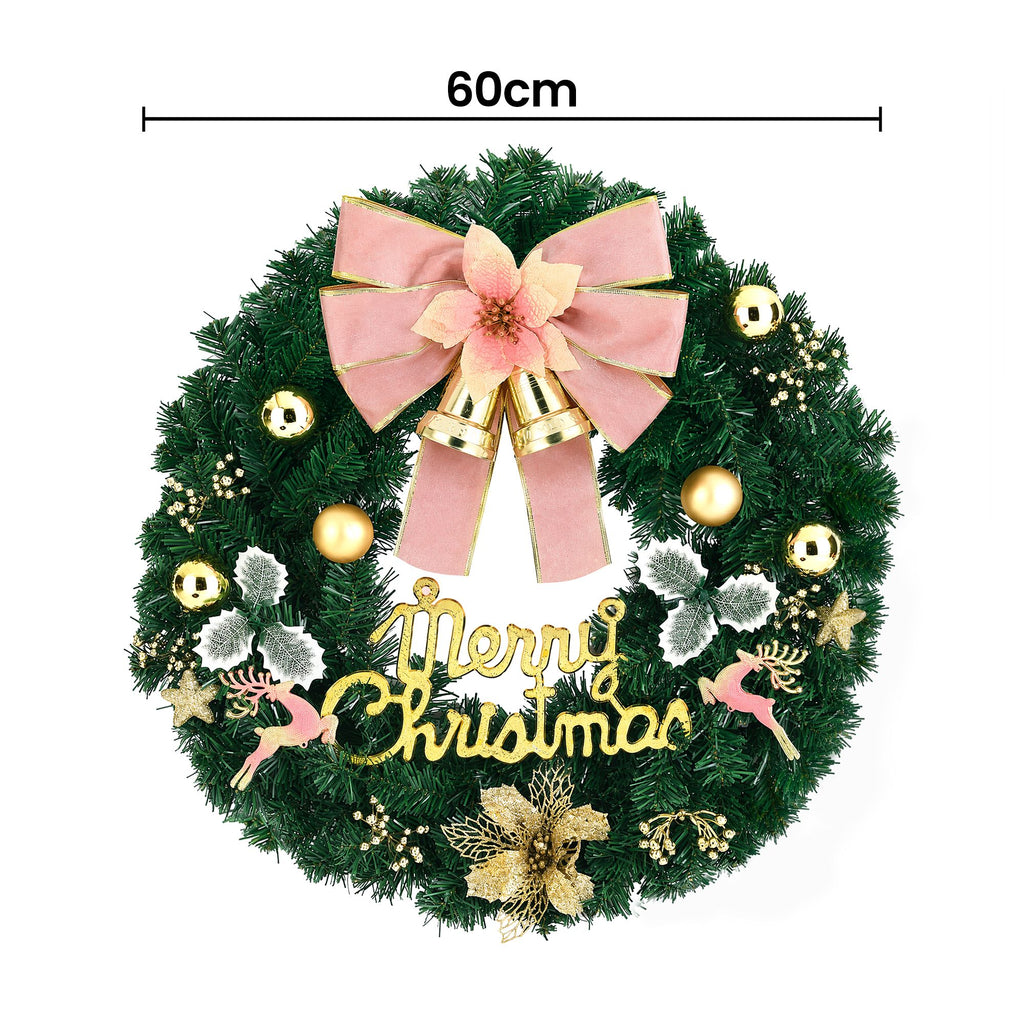 Bow, Bell and Bauble Christmas Wreath, 60cm