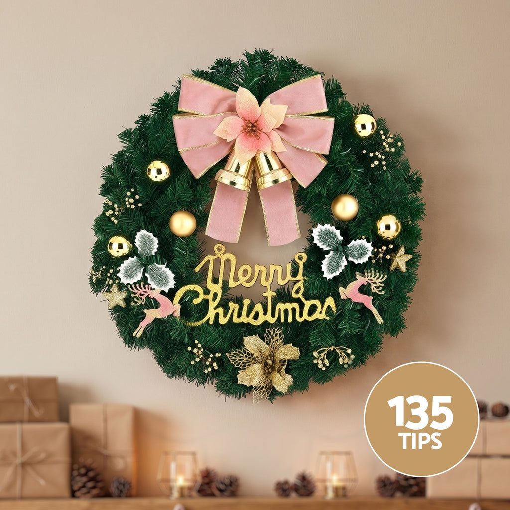 Bow, Bell and Bauble Christmas Wreath, 60cm