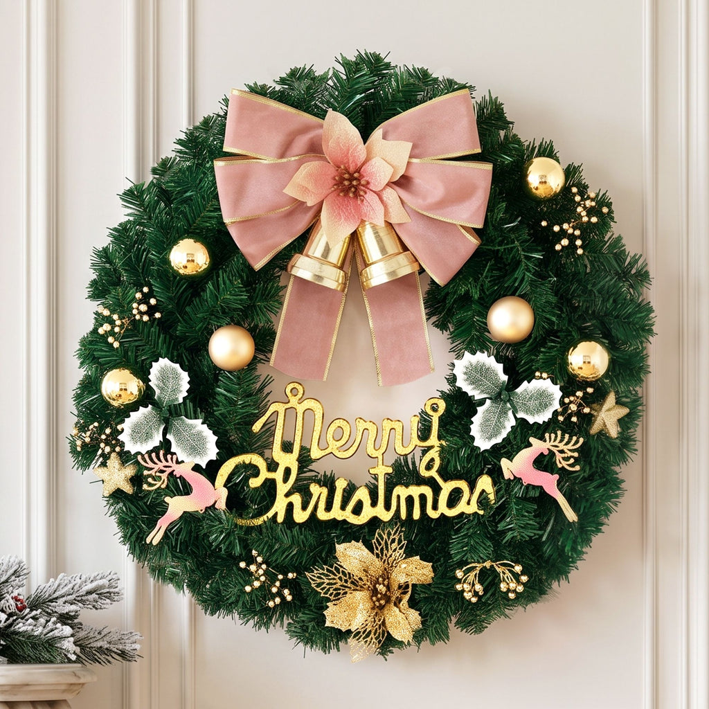 Bow, Bell and Bauble Christmas Wreath, 60cm