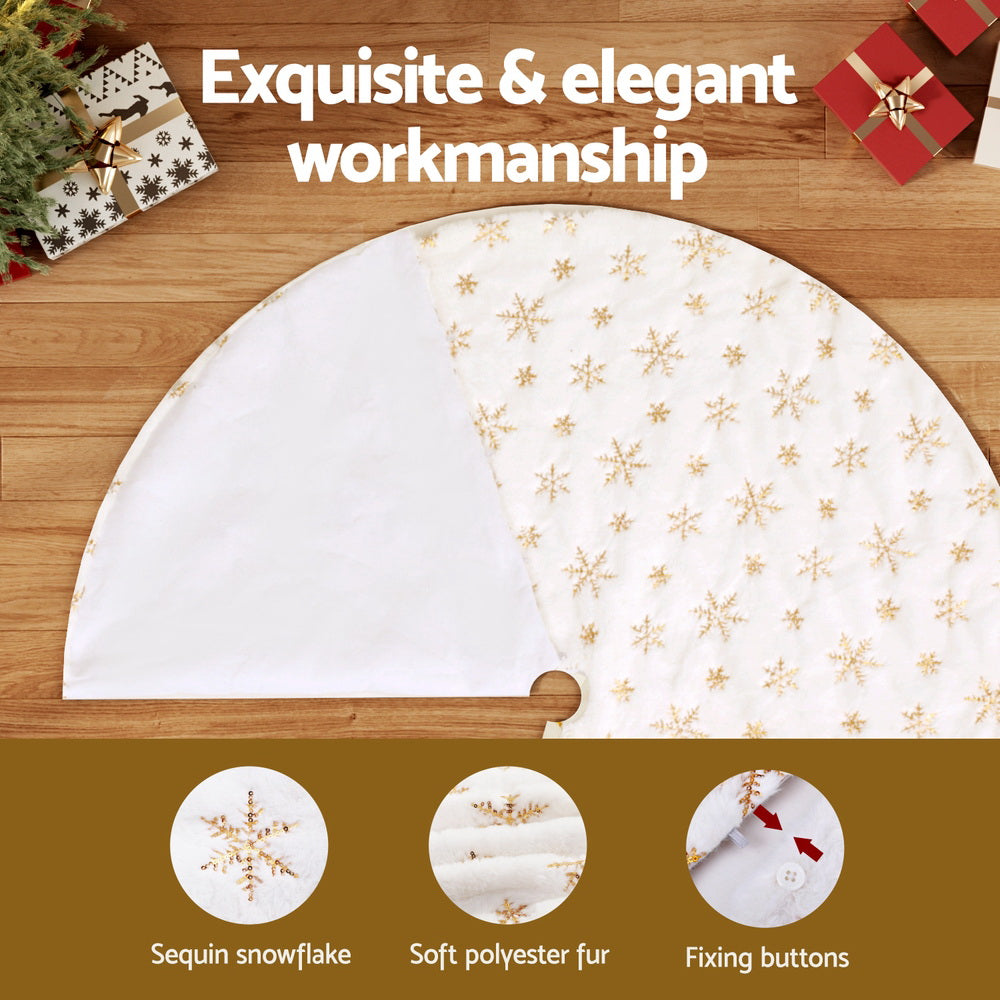 Snowflake Christmas Tree Skirt, 90cm