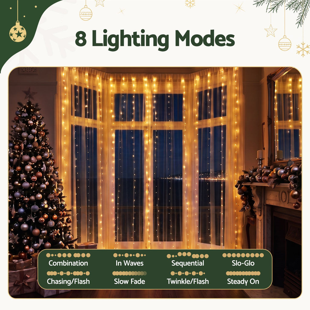 Warm White Curtain Lights, 3m x 6m, 600 LEDs