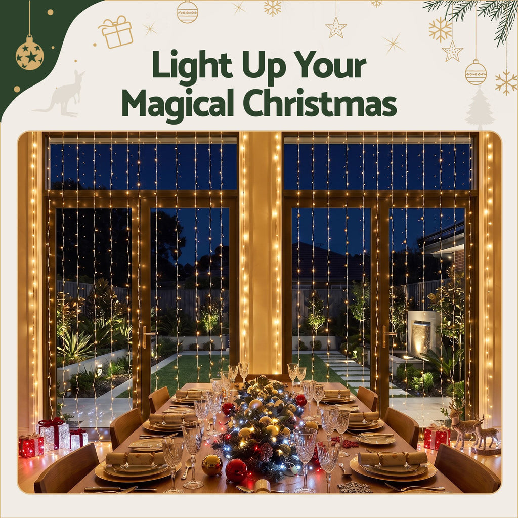 Warm White Curtain Lights, 3m x 6m, 600 LEDs