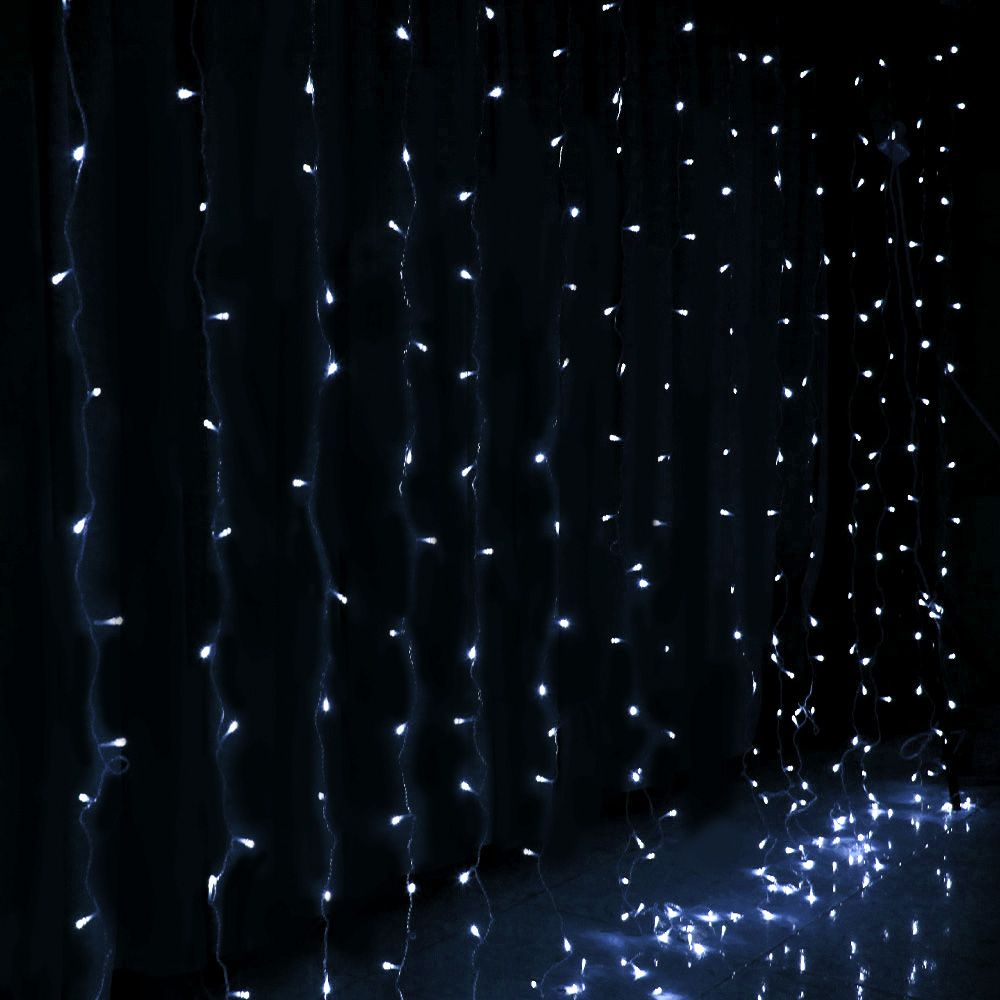 Cool White Curtain Lights, 6m x 3m, 600 LEDs