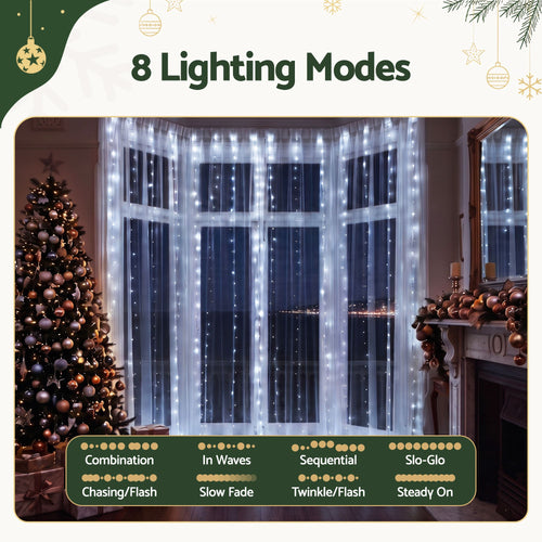 Cool White Curtain Lights, 6m x 3m, 600 LEDs