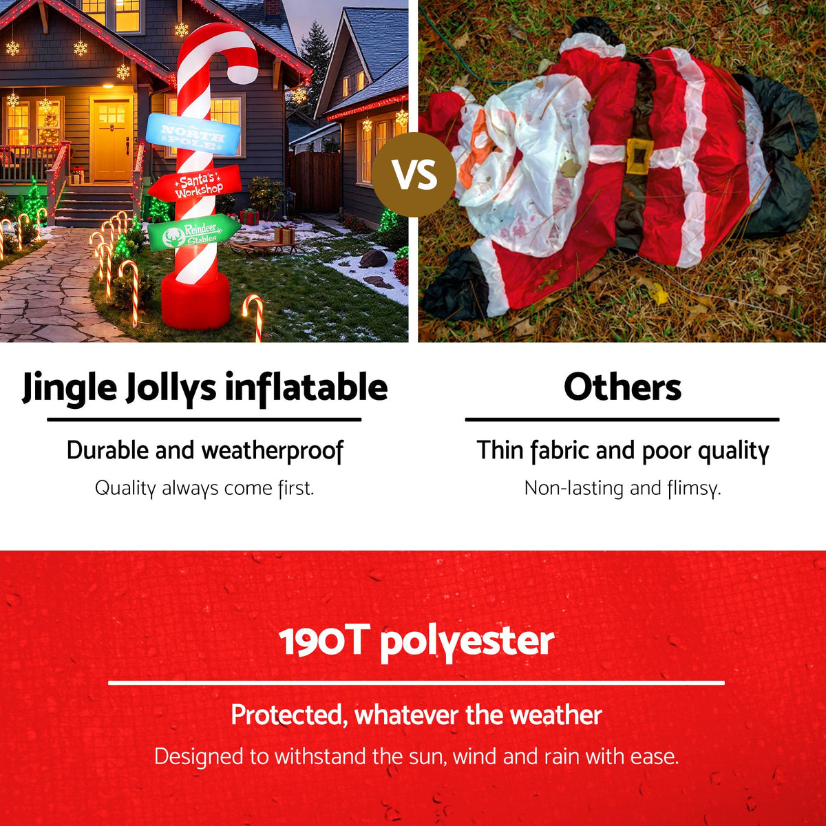 Inflatable Candy Cane Pole, 2.4m