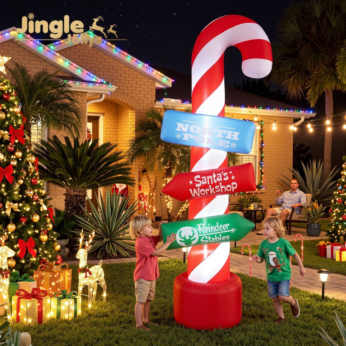 Inflatable Candy Cane Pole, 2.4m