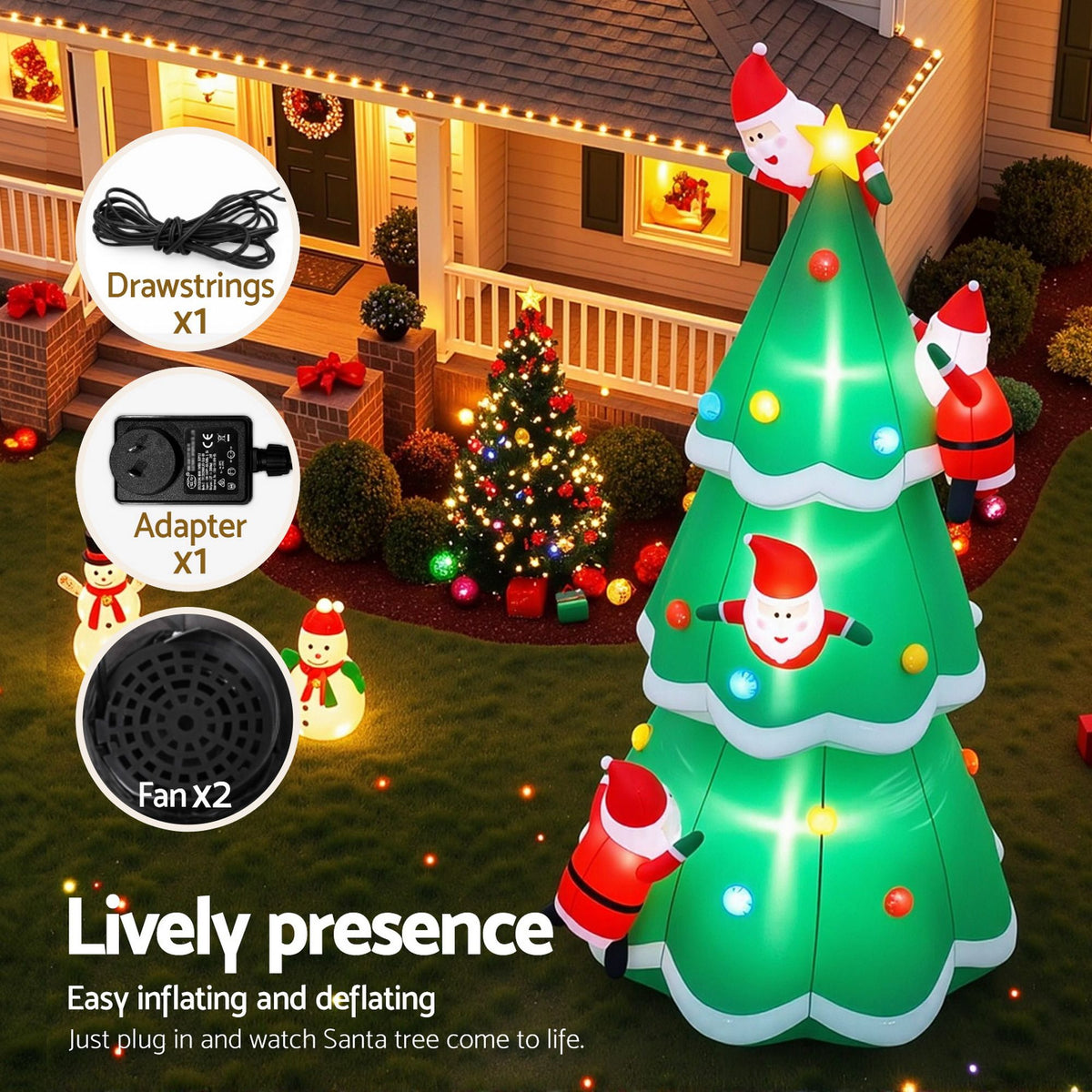 Giant Inflatable Santa Christmas Tree, 5m