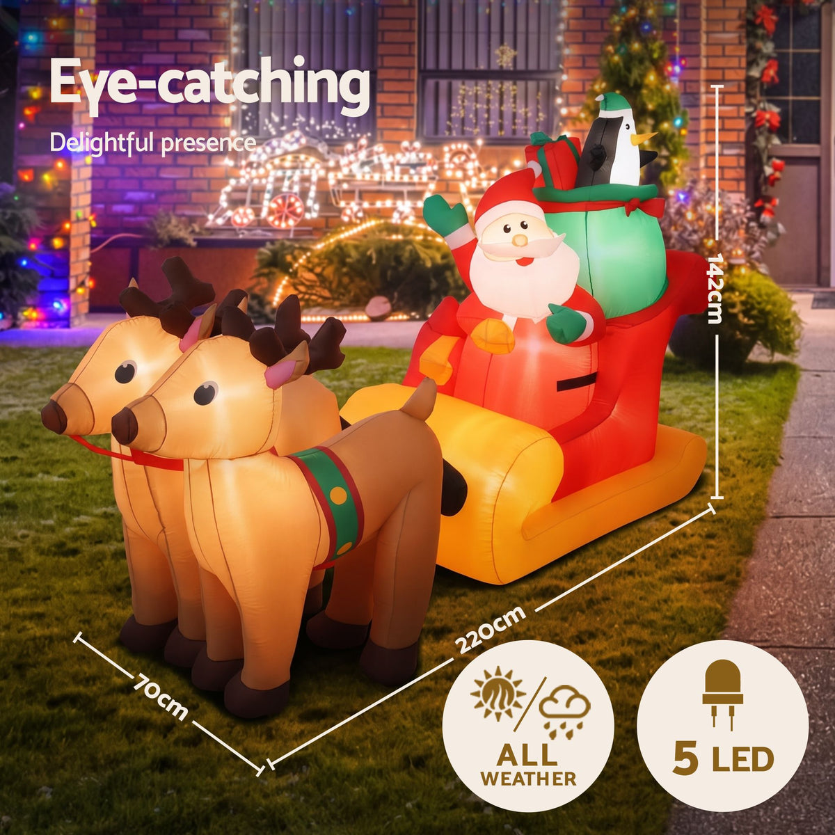 Inflatable Santa's Sleigh, 2.2m