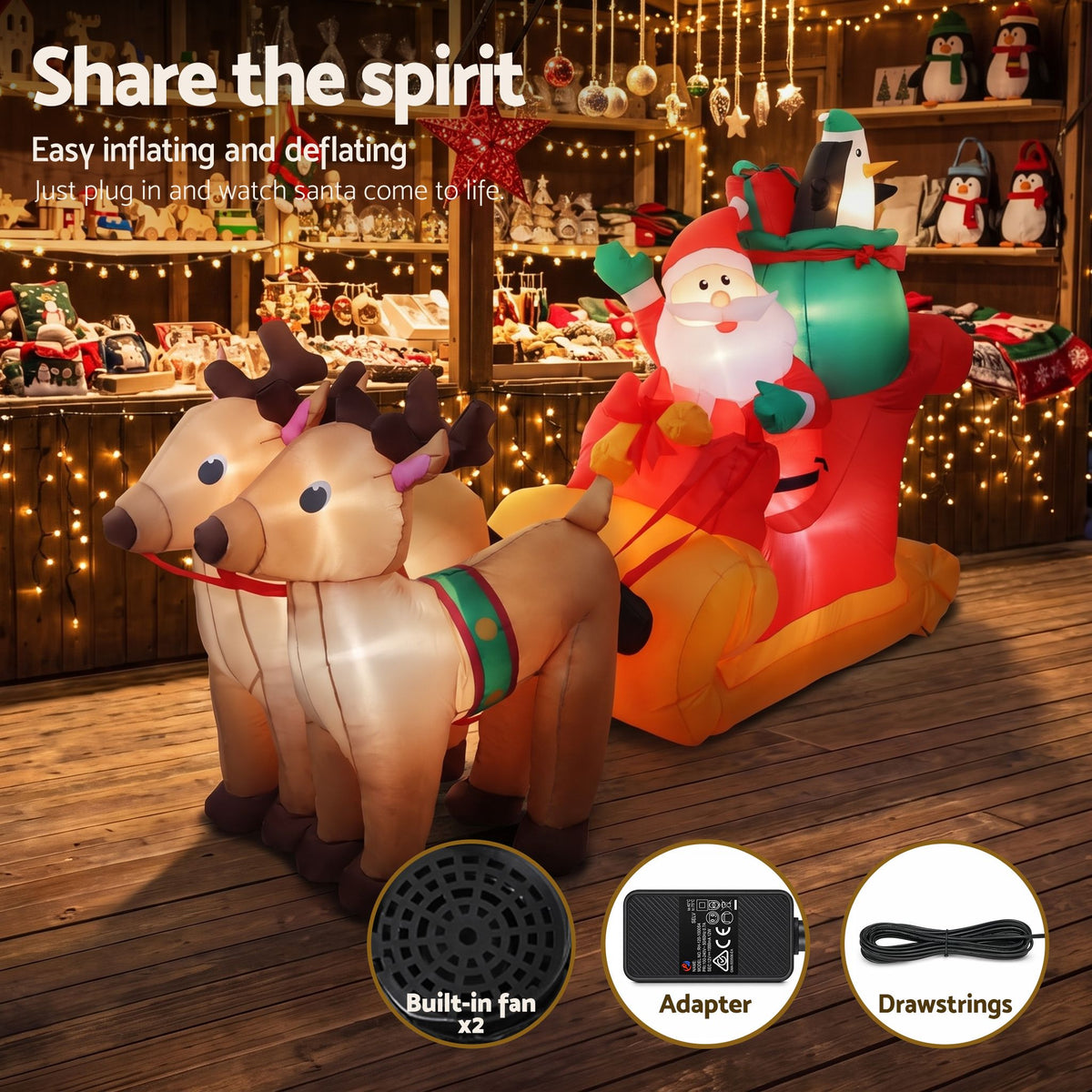 Inflatable Santa's Sleigh, 2.2m