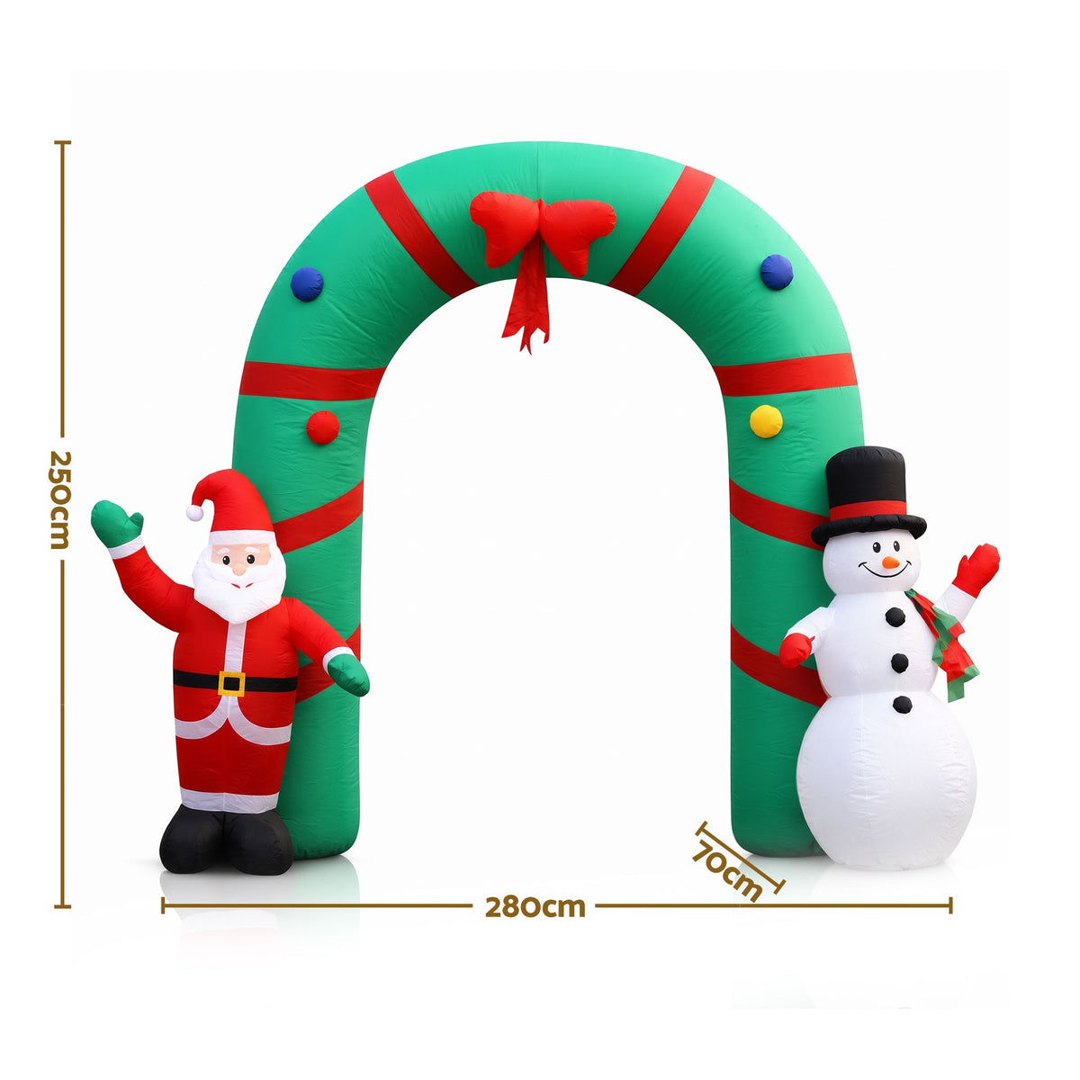 Inflatable Santa and Snowman Archway, 2.8m