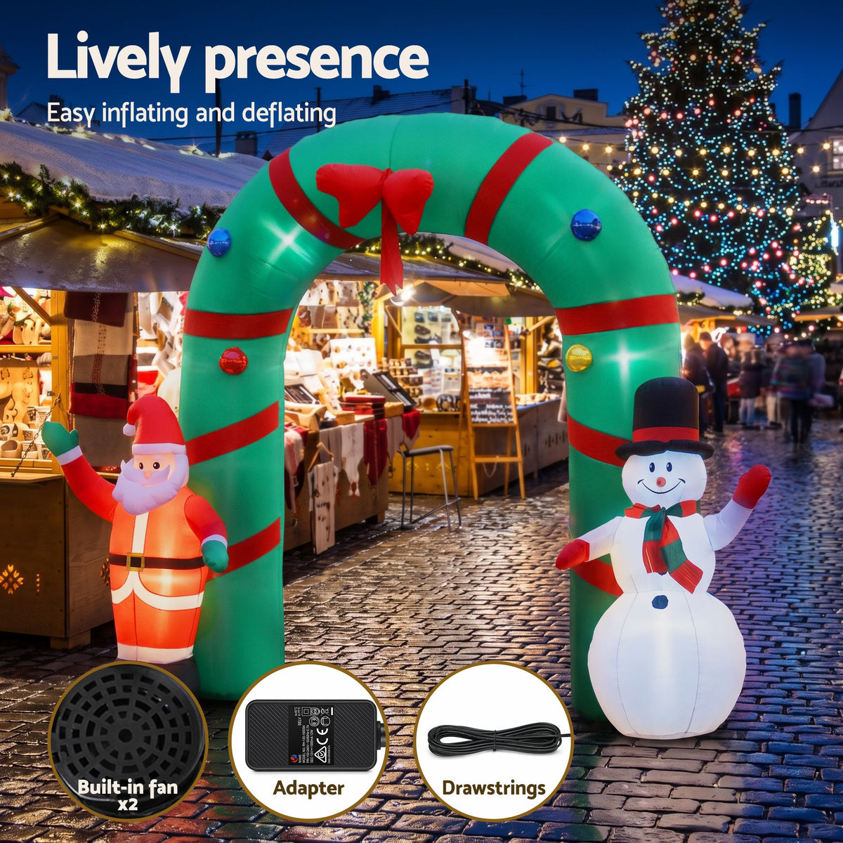 Inflatable Santa and Snowman Archway, 2.8m