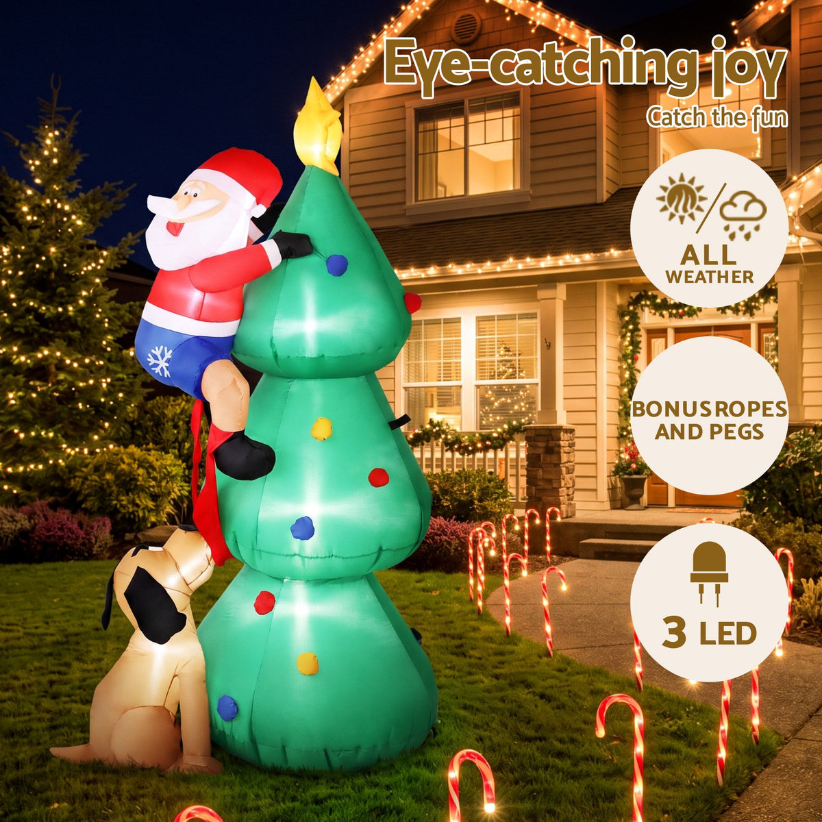 Inflatable Santa Christmas Tree, 1.8m