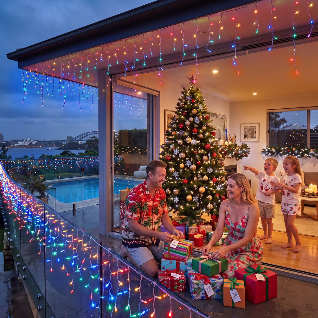Solar Multicolour Icicle Lights, 12.5m, 500 LEDs