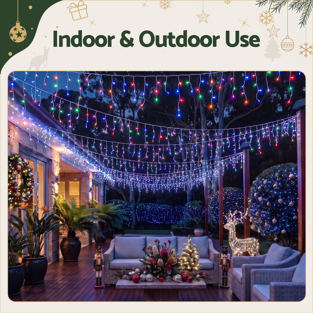 Multicolour Icicle Lights, 20m, 800 LEDs