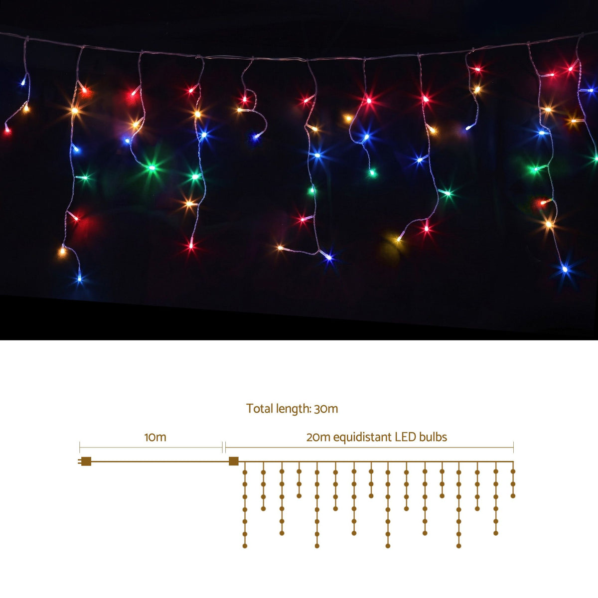 Multicolour Icicle Lights, 20m, 800 LEDs