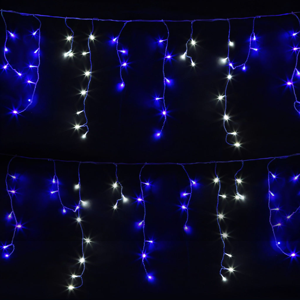 Blue and White Icicle Lights, 20m, 800 LEDs