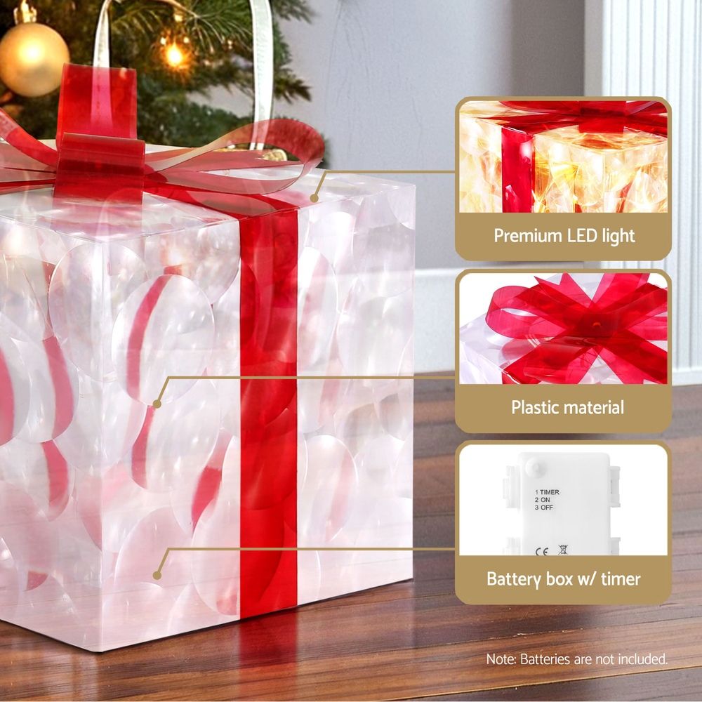 Light-Up Gift Boxes, Set of 3, Red
