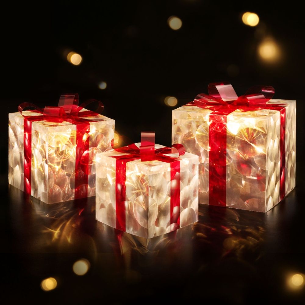 Light-Up Gift Boxes, Set of 3, Red