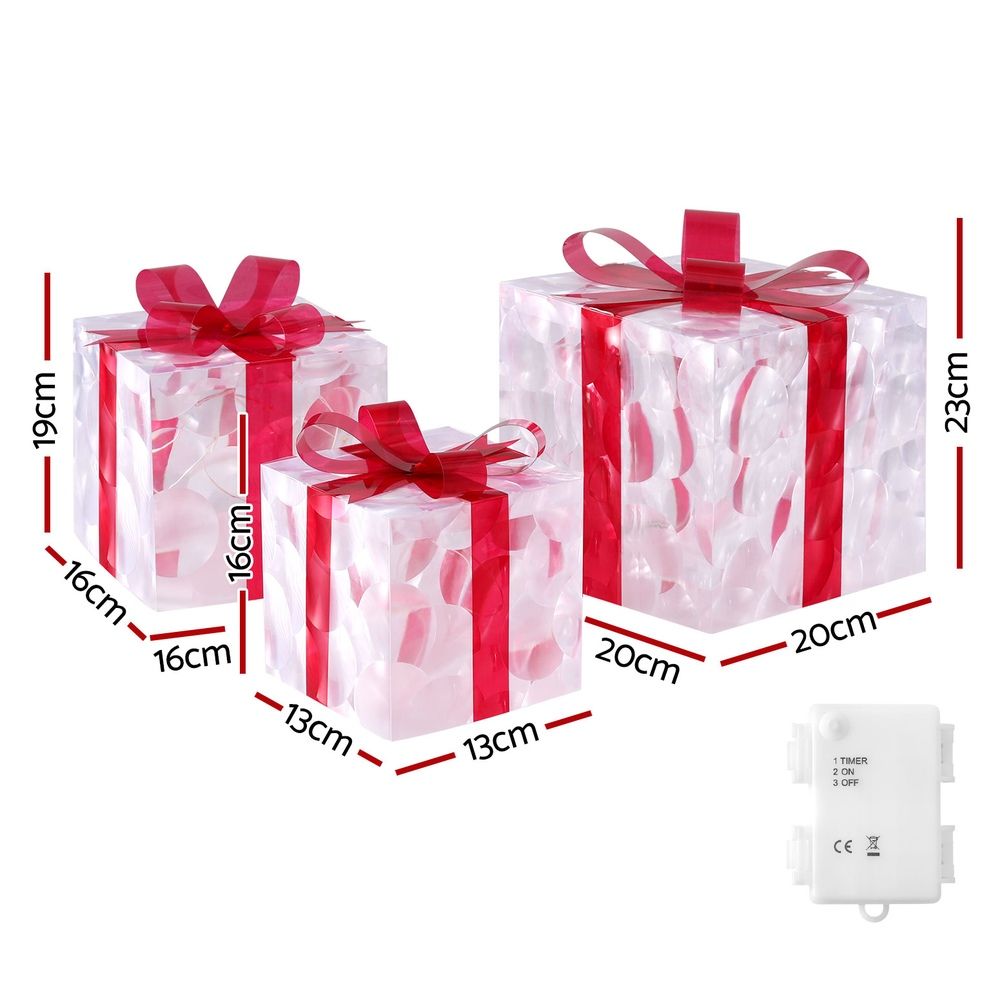 Light-Up Gift Boxes, Set of 3, Red