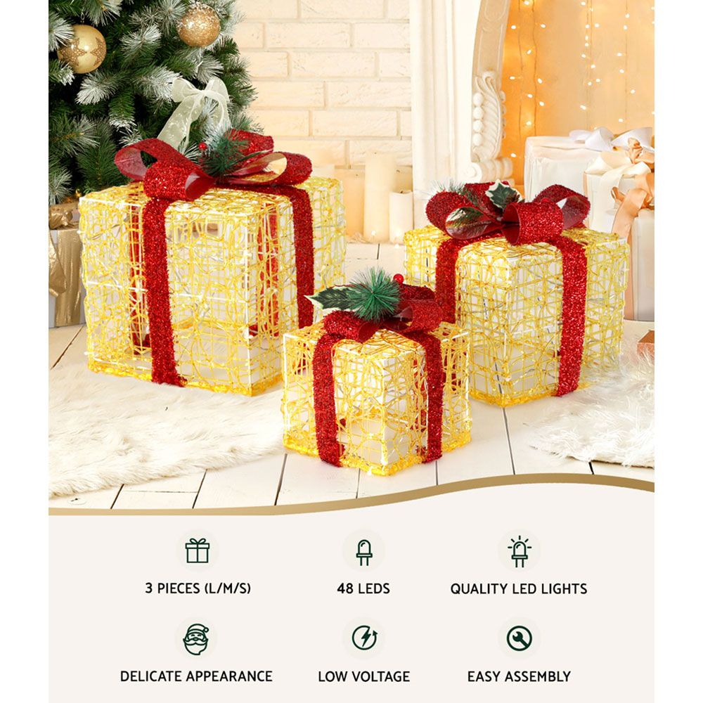 Light-Up Gift Boxes, Set of 3, Warm White