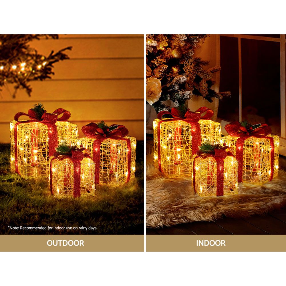 Light-Up Gift Boxes, Set of 3, Warm White