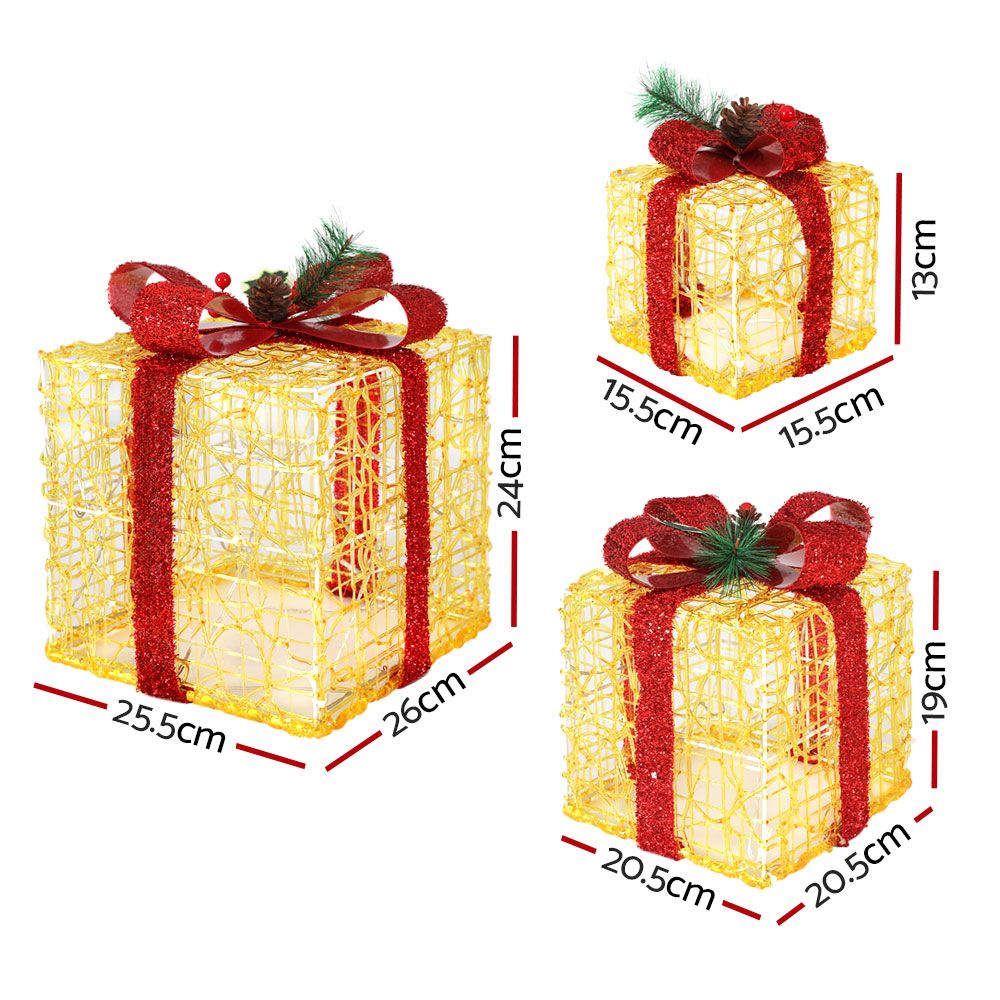 Light-Up Gift Boxes, Set of 3, Warm White