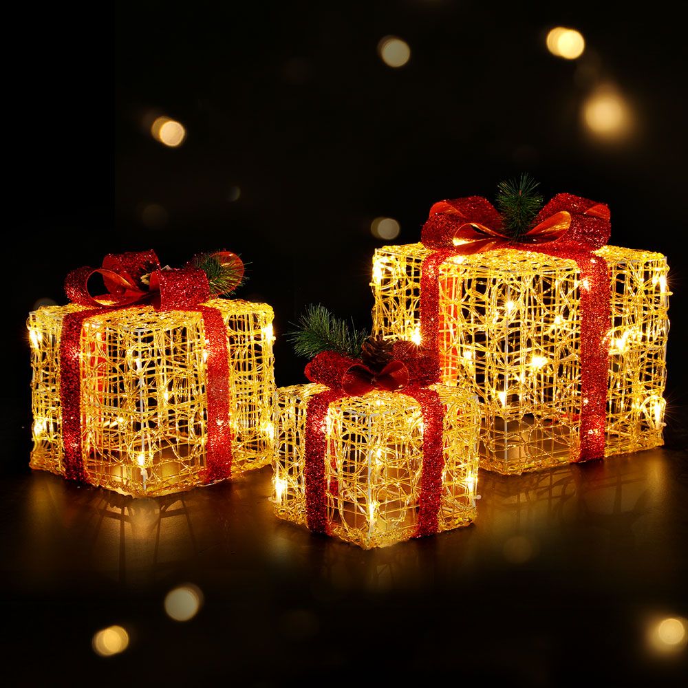 Light-Up Gift Boxes, Set of 3, Warm White