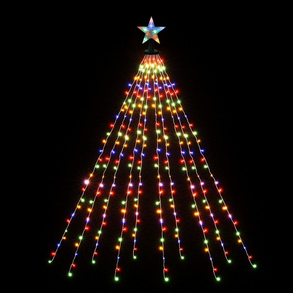 Star Topper with Waterfall Tree Lights, 2.5m, Multicolour