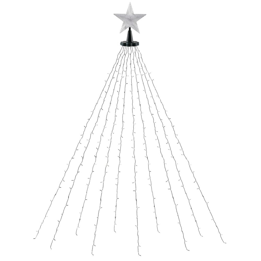 Star Topper with Waterfall Tree Lights, 2.5m, Multicolour