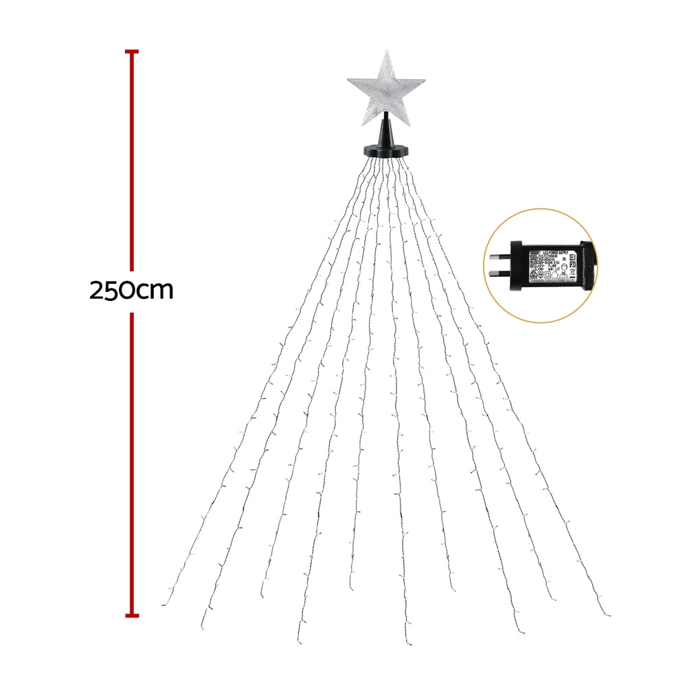 Star Topper with Waterfall Tree Lights, 2.5m, Warm White