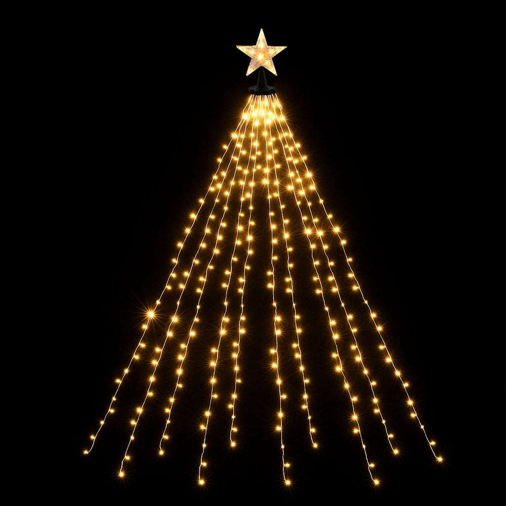 Star Topper with Waterfall Tree Lights, 2.5m, Warm White