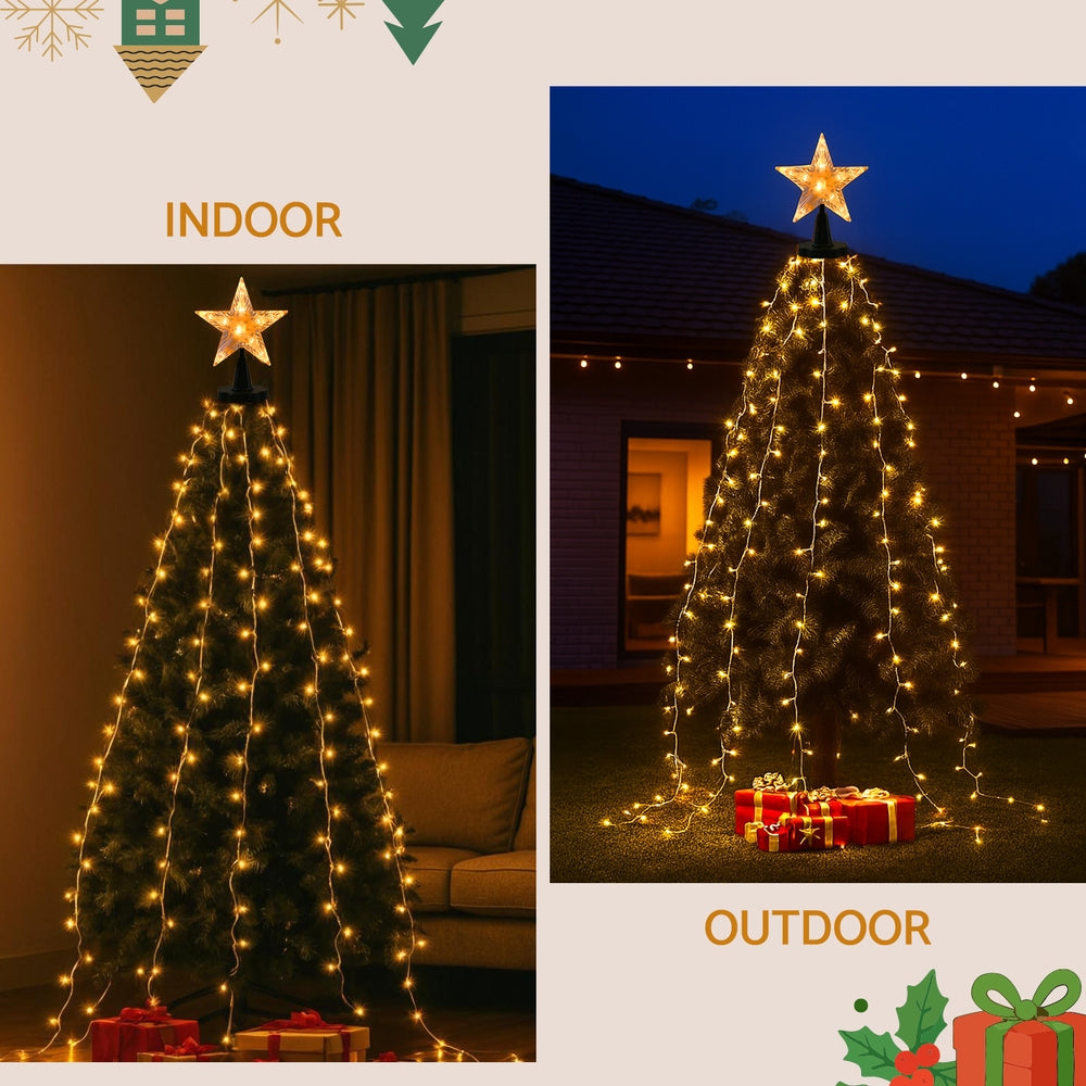 Star Topper with Waterfall Tree Lights, 2.5m, Warm White