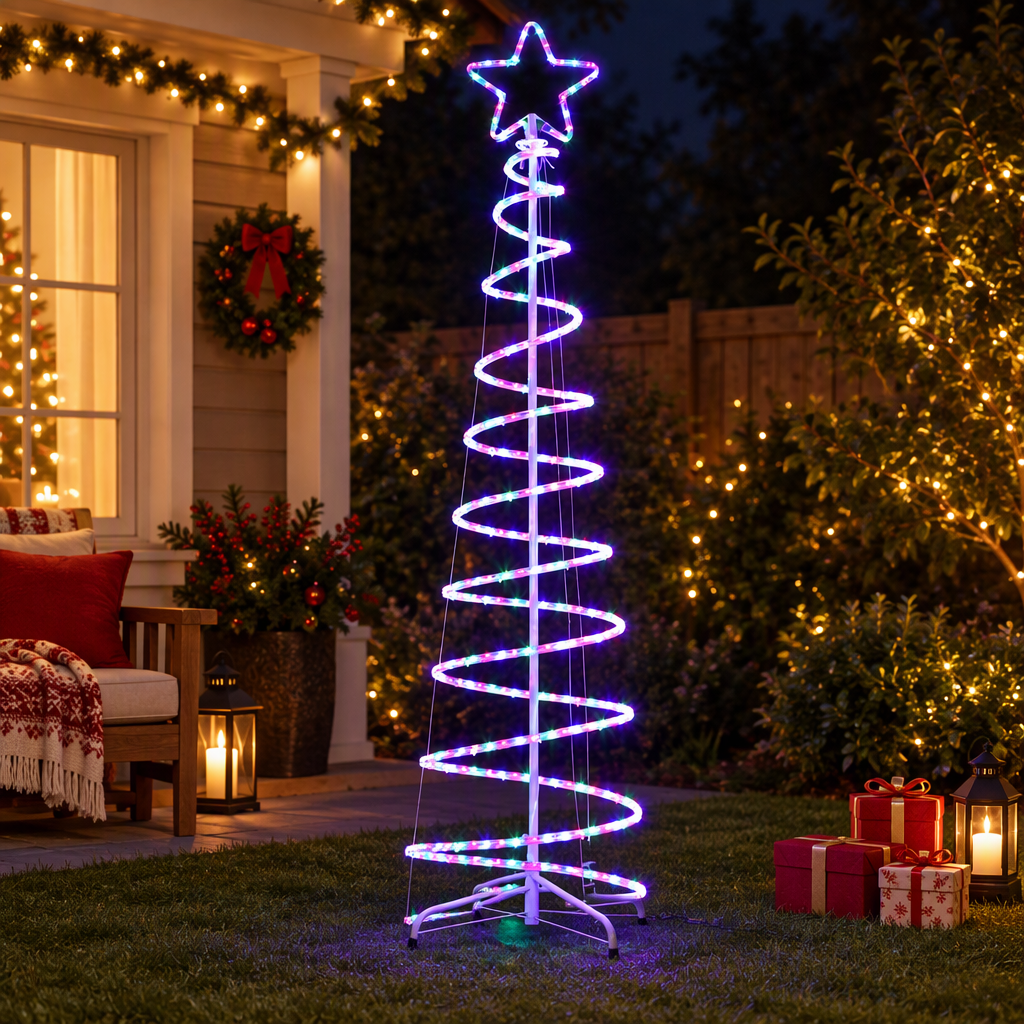 Light-Up Outdoor Christmas Tree, 188cm, 288 Multicolour LEDs