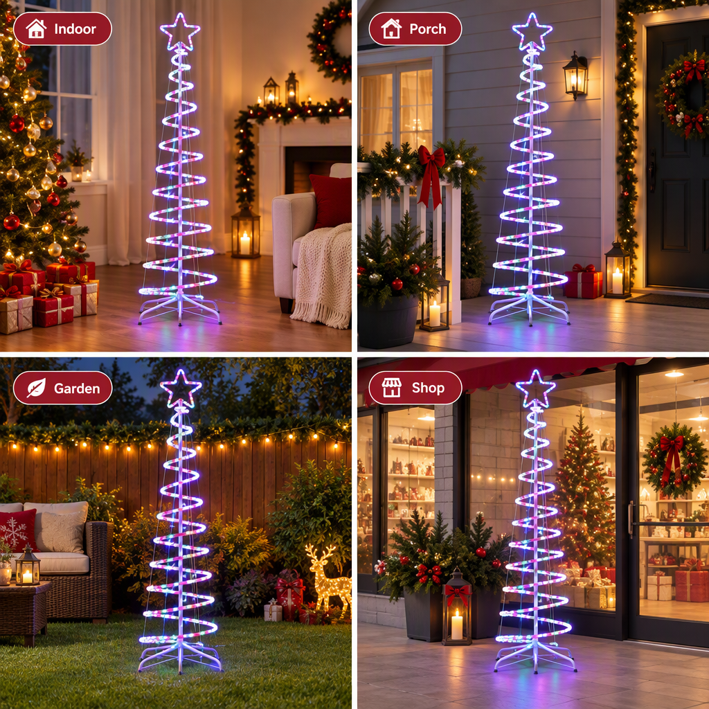 Light-Up Outdoor Christmas Tree, 188cm, 288 Multicolour LEDs