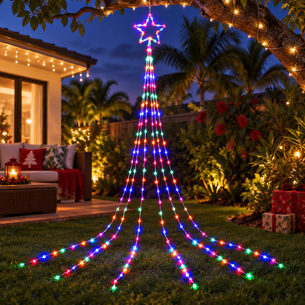 Solar Waterfall Star Lights, 3m, Multicolour