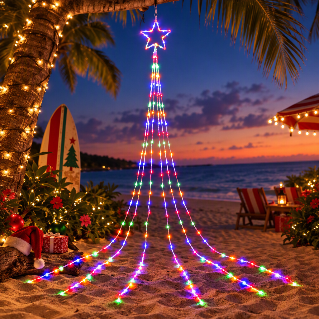 Solar Waterfall Star Lights, 3m, Multicolour