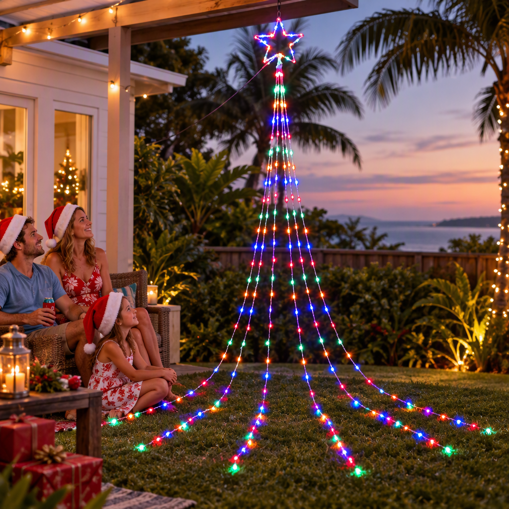 Solar Waterfall Star Lights, 3m, Multicolour