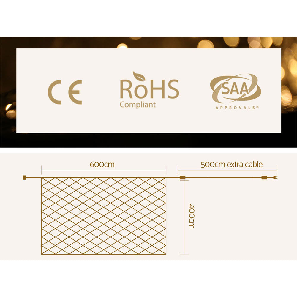 Warm White Net Lights, 4m x 6m, 1000 LEDs
