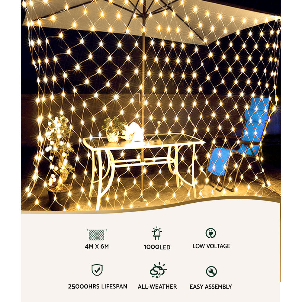 Warm White Net Lights, 4m x 6m, 1000 LEDs