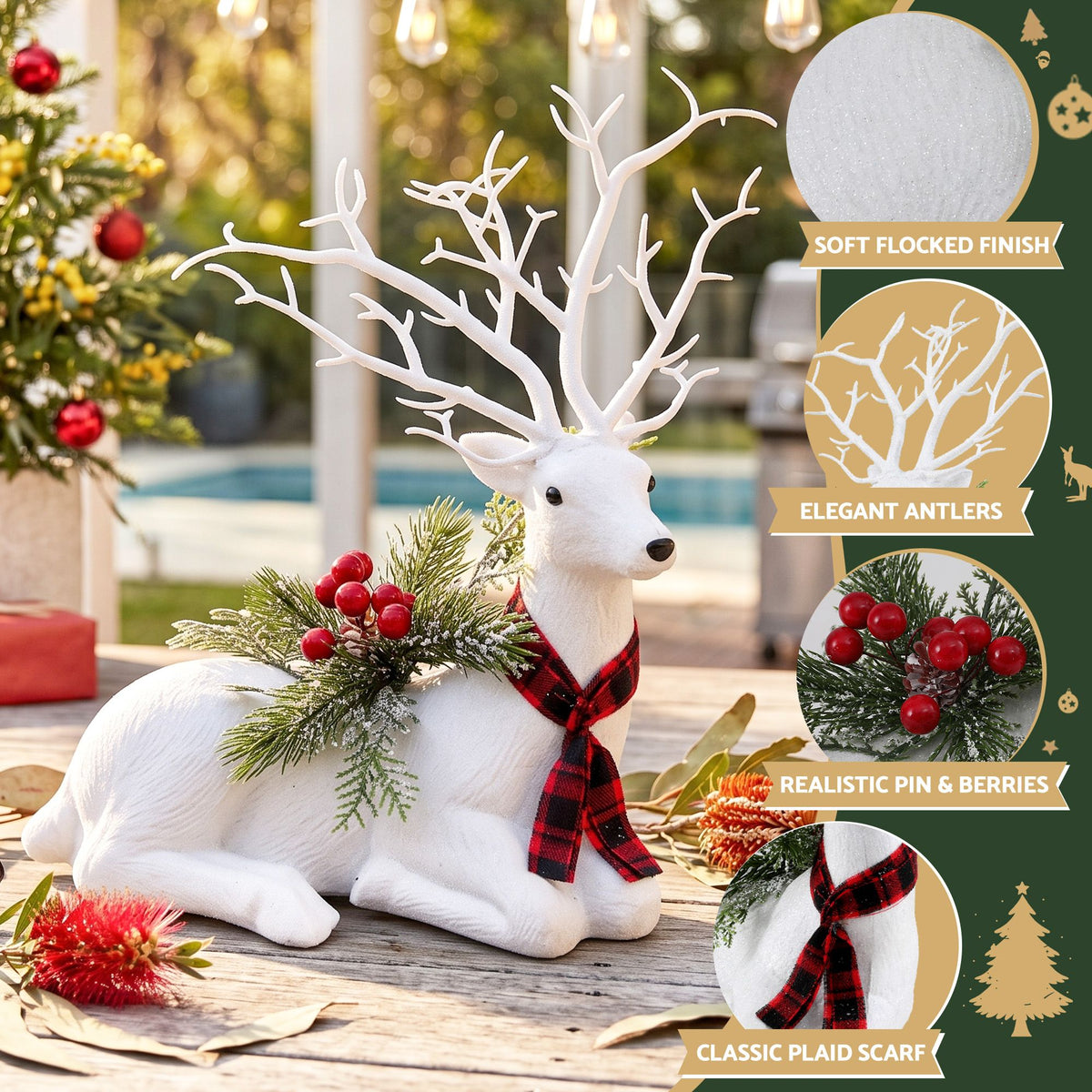 Glitter Reindeer Figurine, 32cm