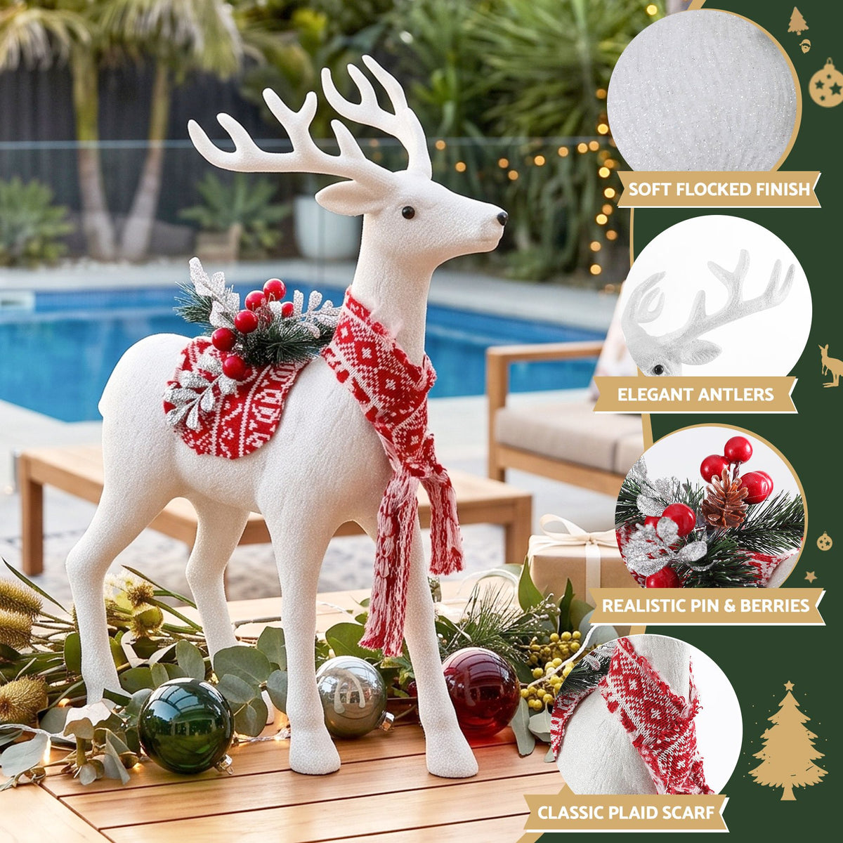 Glitter Reindeer Figurine, 45cm