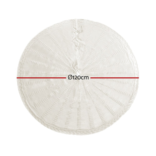 Cosy Knitted Tree Skirt, 120cm, Oatmeal