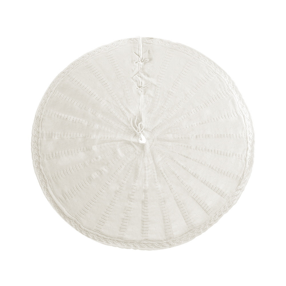 Cosy Knitted Tree Skirt, 90cm, Oatmeal