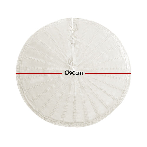 Cosy Knitted Tree Skirt, 90cm, Oatmeal