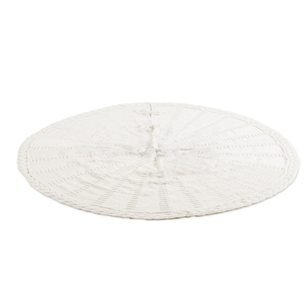 Cosy Knitted Tree Skirt, 90cm, Oatmeal