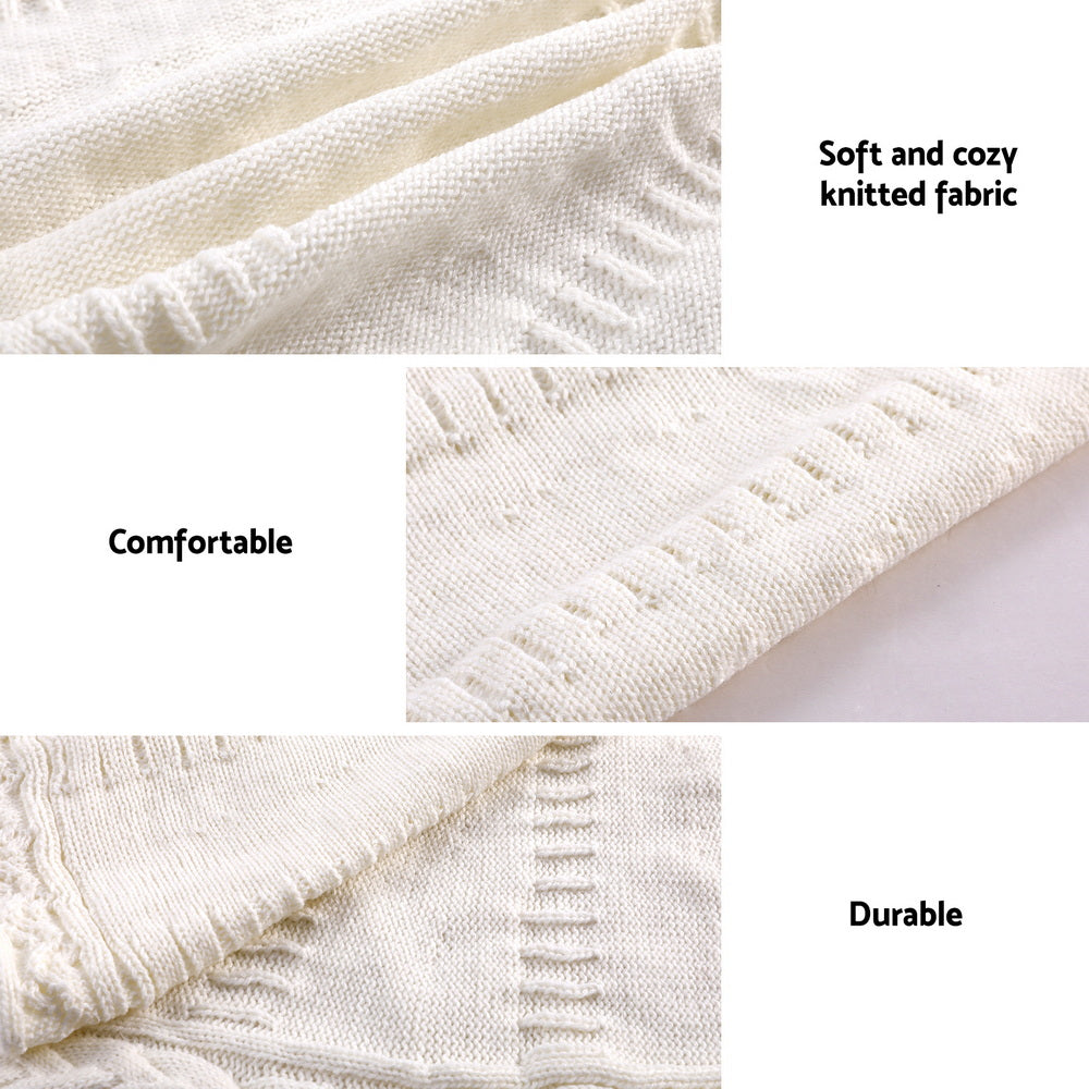 Cosy Knitted Tree Skirt, 90cm, Oatmeal