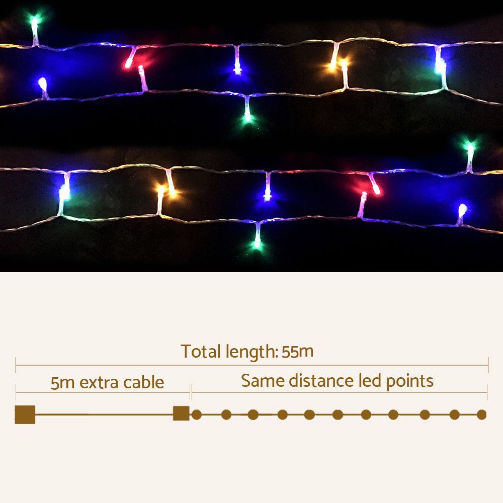 Multicolour Christmas String Lights, 50m, 8 Modes